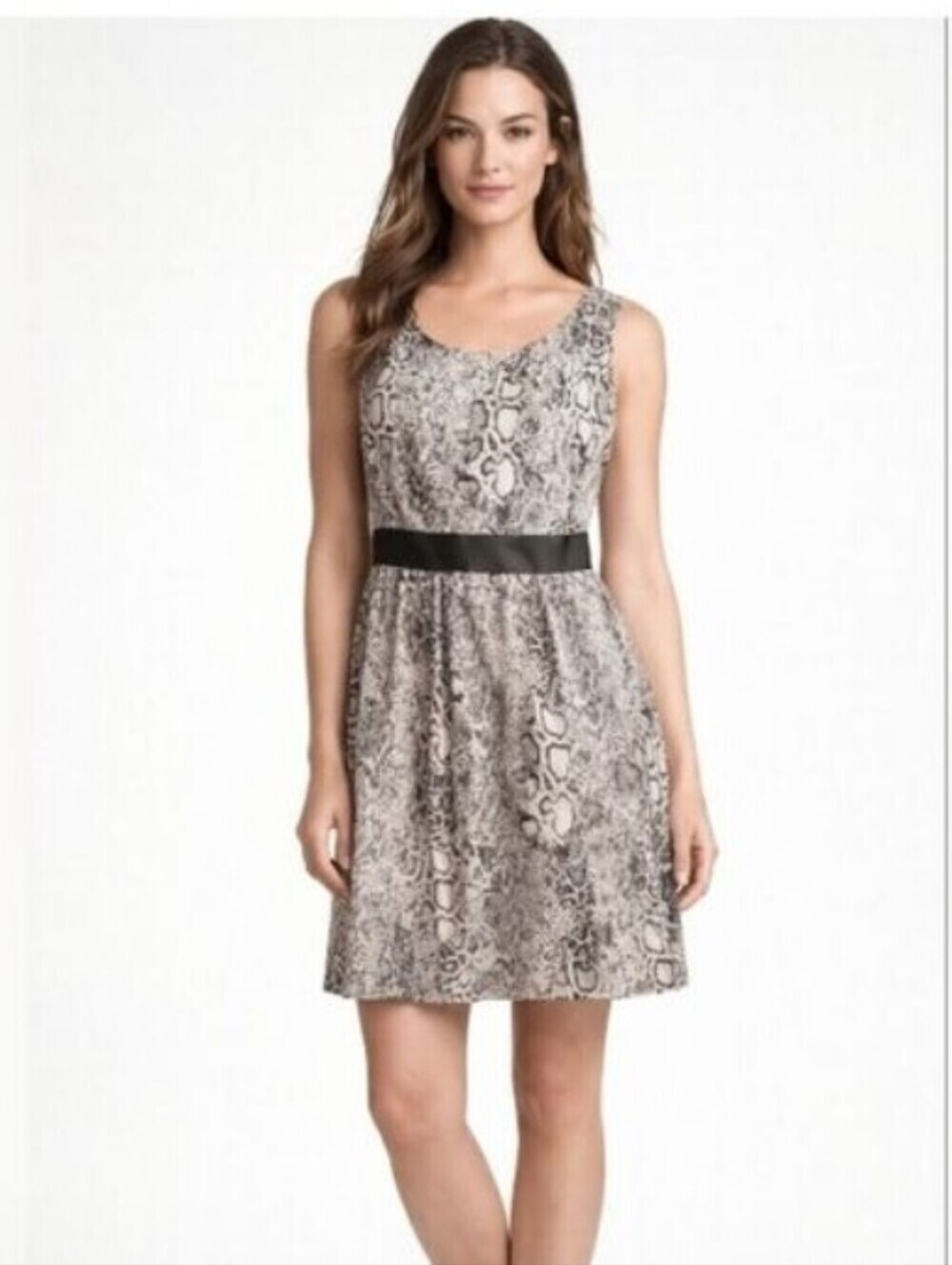 Mossimo Snake Reptile Print Faux Leather Trim Sleeveless Dress Size Small